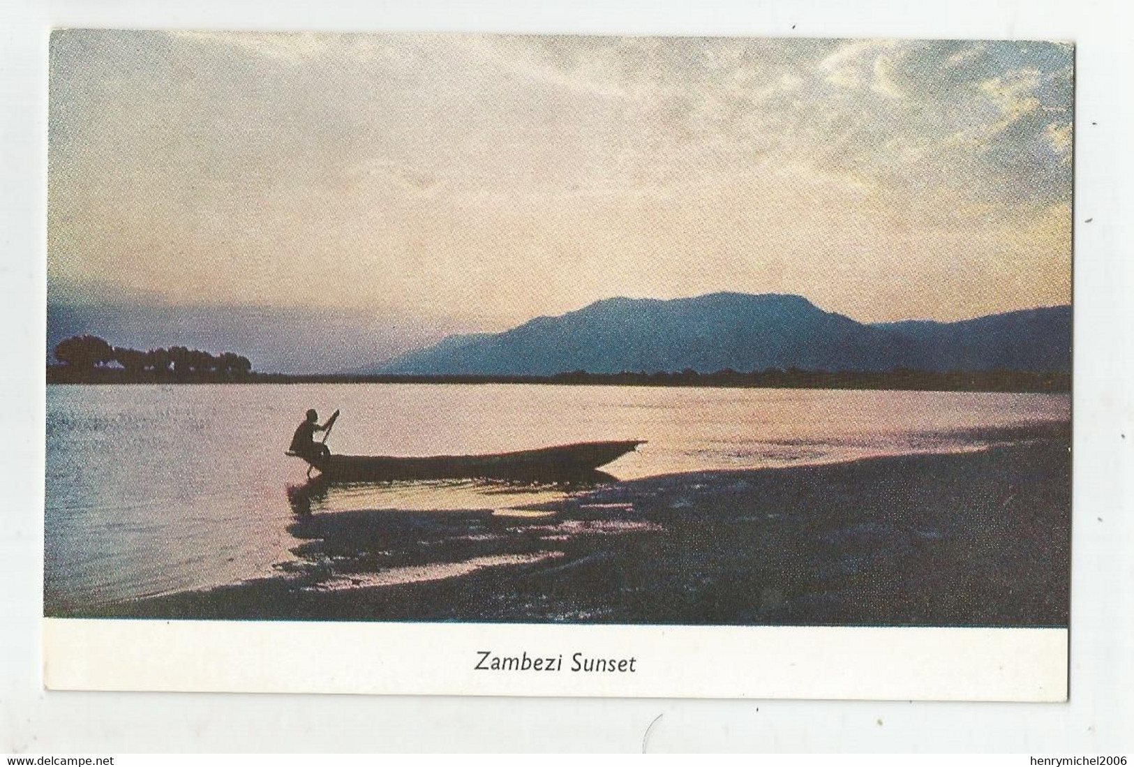 Afrique Zimbabwe Lac Pirogue Postcard From Central Africa Zambezi Sunset - Simbabwe