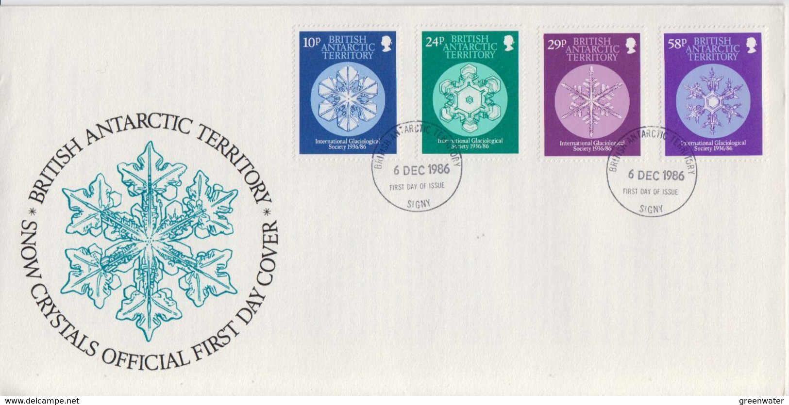 British Antarctic Territory (BAT) 1986 Glaciological 4v FDC Ca Signy  (BAT192A) - FDC