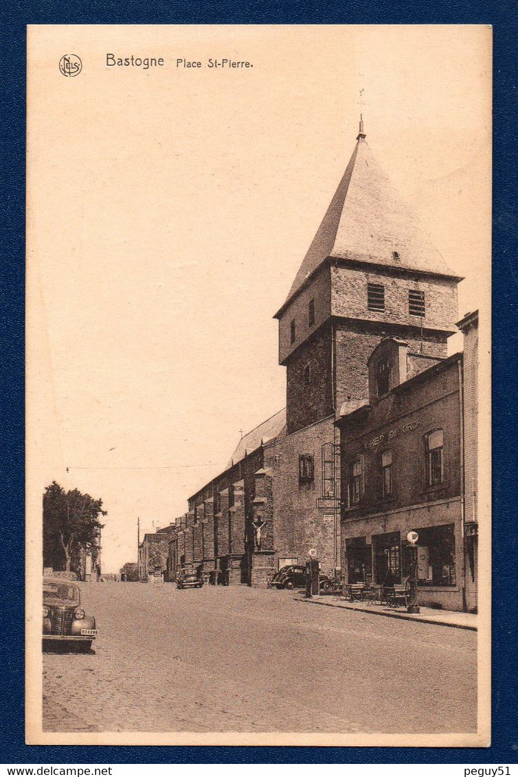Bastogne. Place Saint-Pierre. Garage Ford. Station D'essence BP. Café, Pub Bière De Diekirch. 1949 - Bastogne