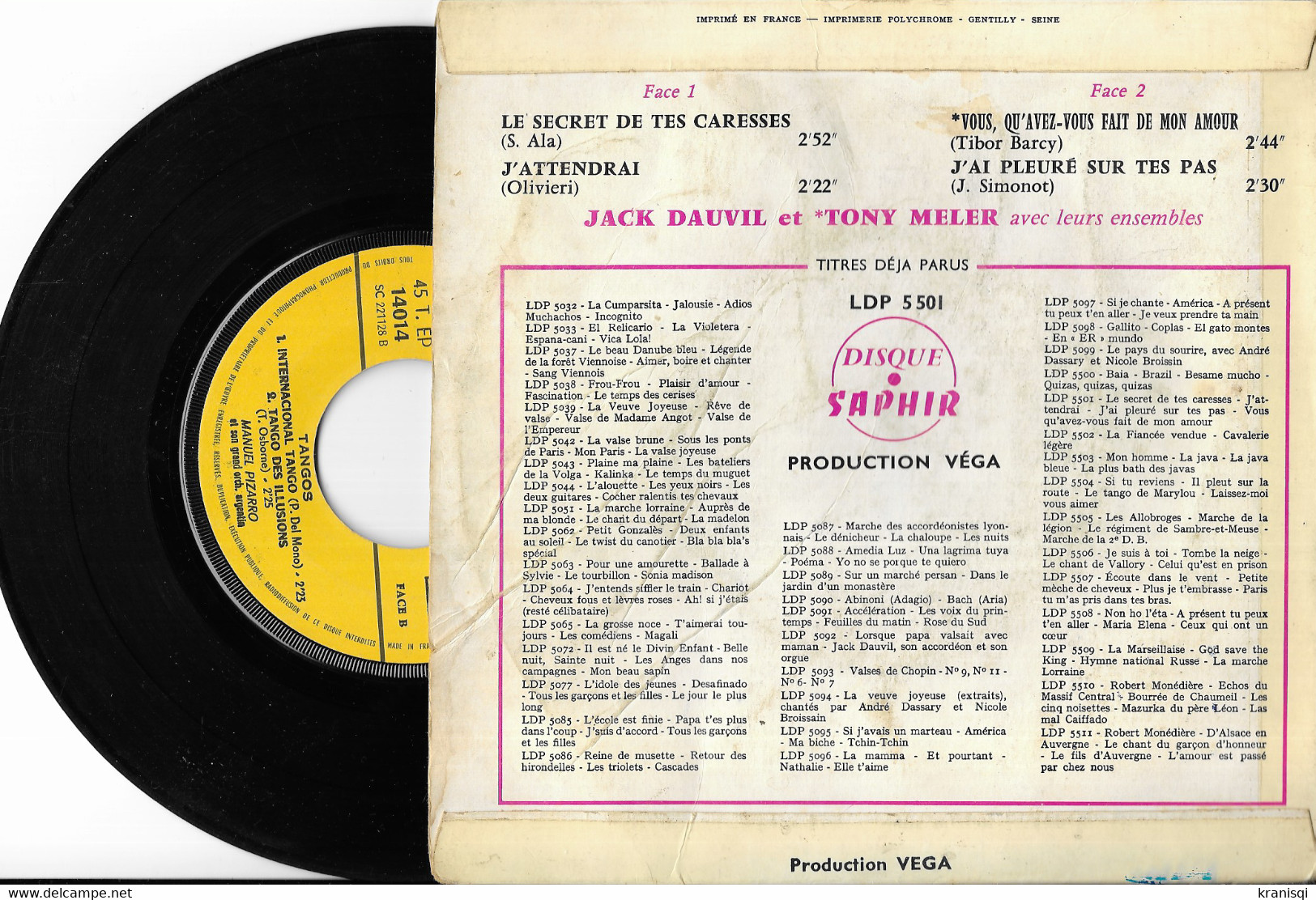 Vinyles 45 T , Jack Dauvil Et Tony Meler  1964 - Musicals