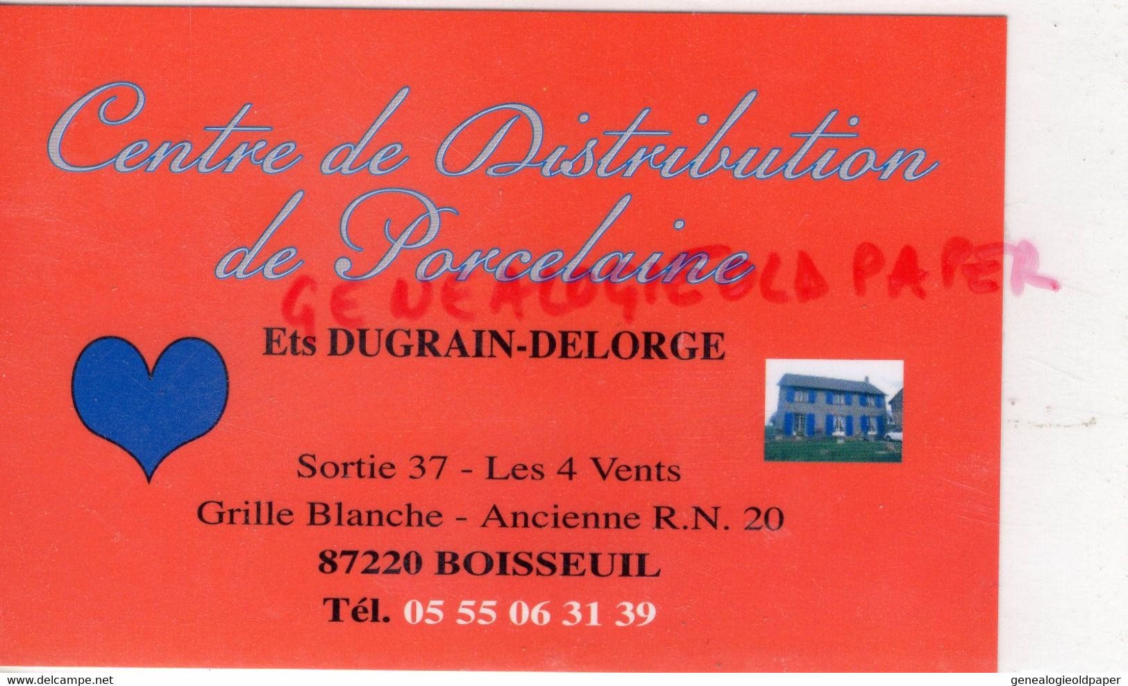 87- BOISSEUIL- RARE PUBLICITE CARTE ETS. DUGRAIN DELORGE- PORCELAINE - Straßenhandel Und Kleingewerbe