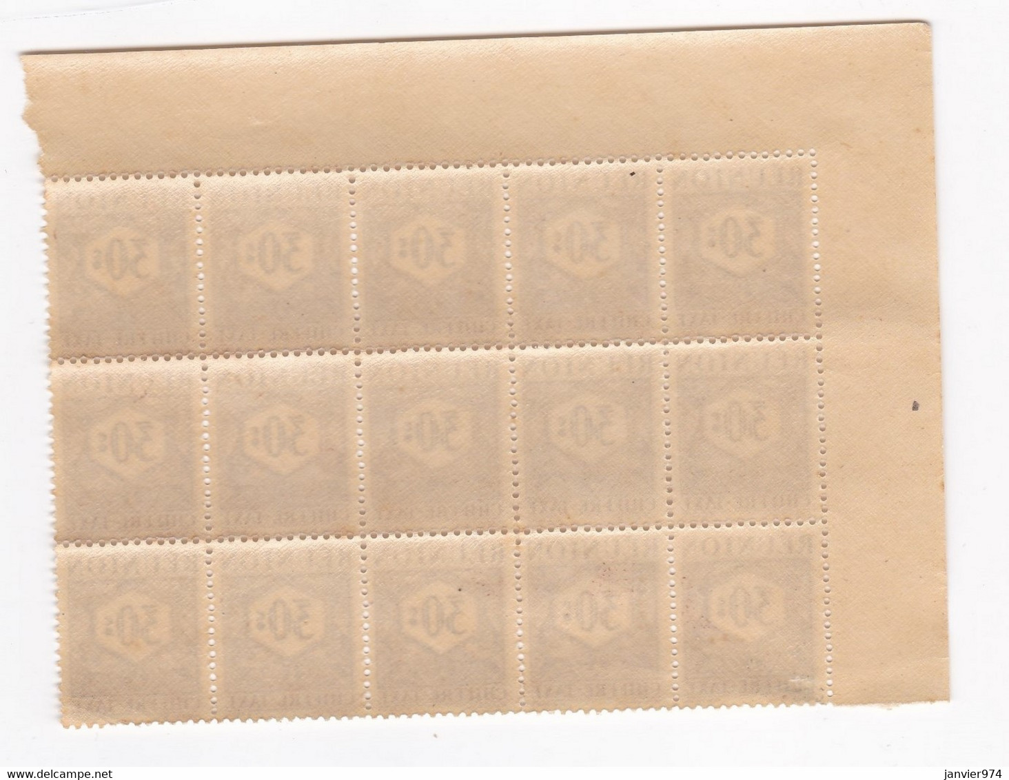 Réunion 1947 Timbre Taxe , 1 Bloc 30 Centimes Neufs – 15 Timbres - Postage Due