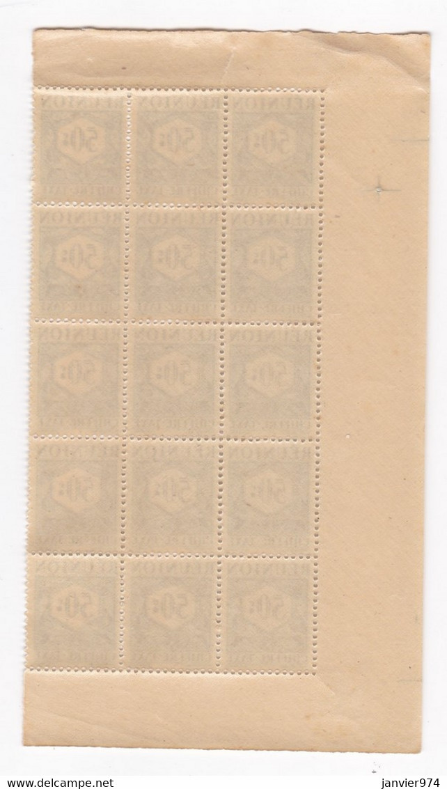 Réunion 1947 Timbre Taxe , 1 Bloc 50 Centimes Neufs – 15 Timbres - Timbres-taxe