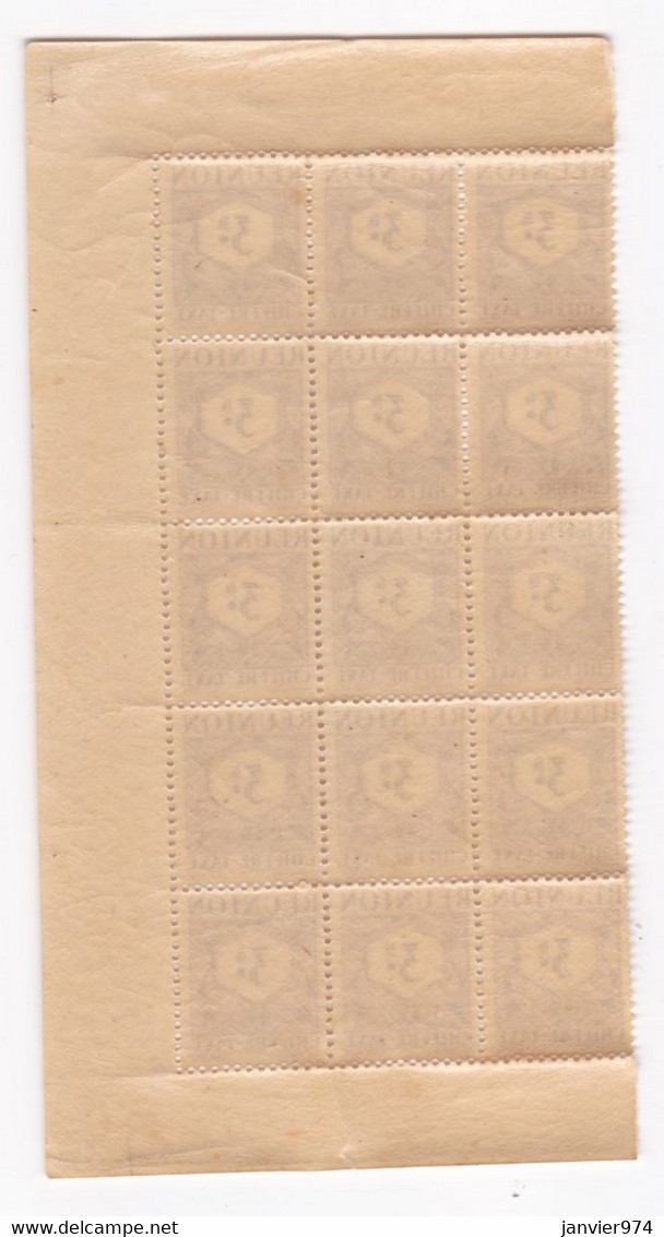 Réunion 1947 Timbre Taxe , 1 Bloc 3 Francs Neufs – 15 Timbres - Portomarken