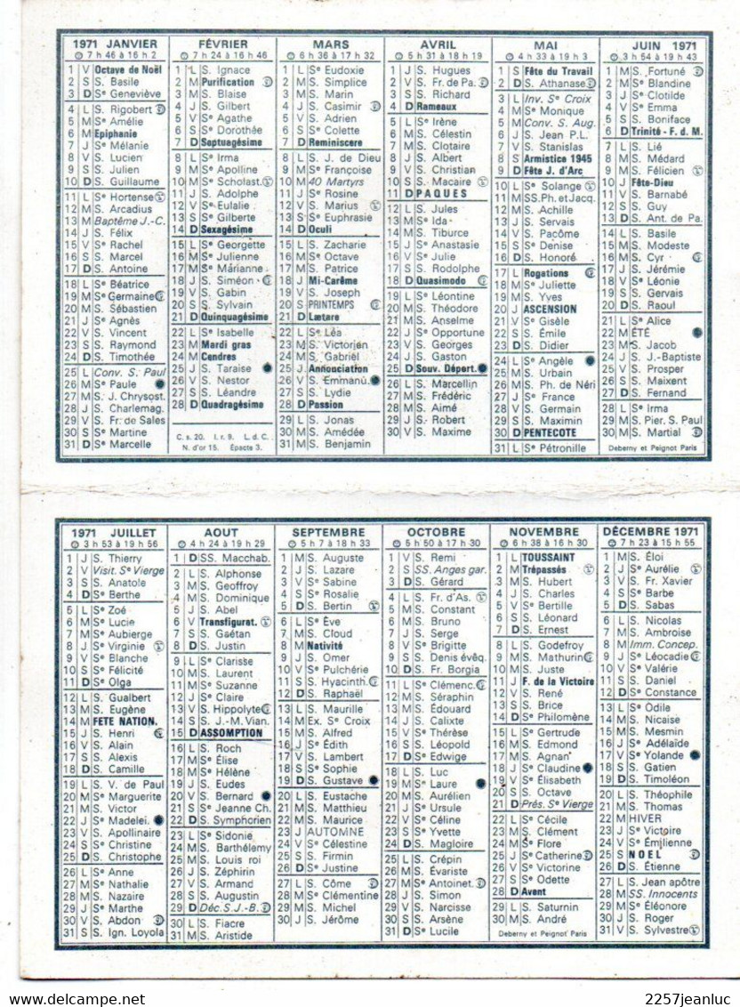 Calendrier 1971  Pub Pharmacie De Verdun M.Lepère à Pau - Grand Format : 1971-80