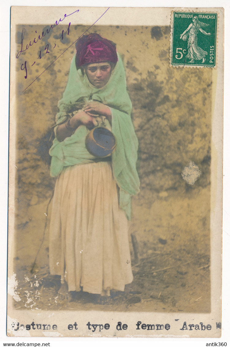 CPA ALGERIE Carte-photo N°3 Costume Et Type De Femme Arabe Bijoux - Otros & Sin Clasificación