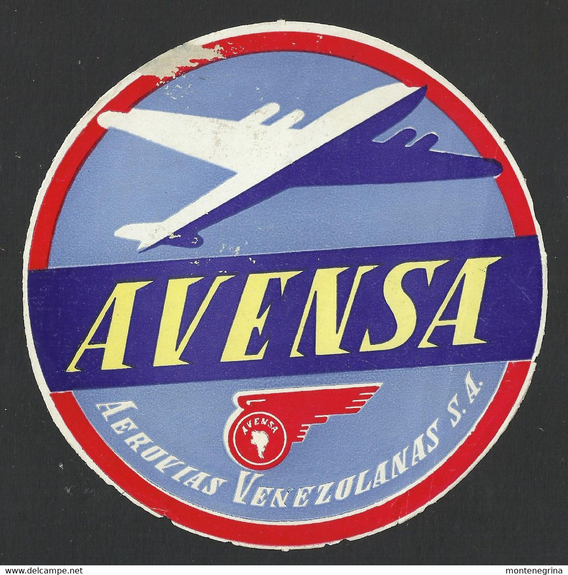 Old Airplane Label - Venezuela, AVENSA D = 13 Cm  (see Sales Conditions) 05890 - Aufklebschilder Und Gepäckbeschriftung