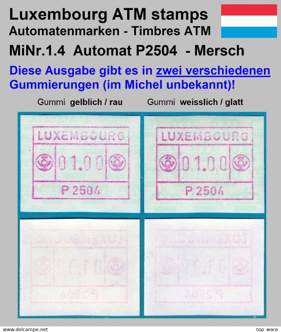 Luxemburg Luxembourg Timbres ATM P2504 Zwei Marken 1Fr. ** Je Mit Weisslichem + Gelblichem Gummi / Frama Automatenmarken - Frankeervignetten