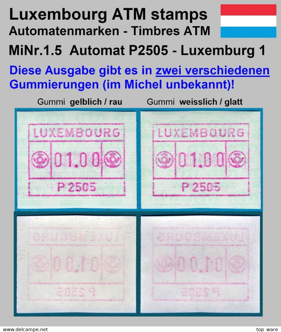 Luxemburg Luxembourg Timbres ATM P2505 Zwei Marken 1Fr. ** Je Mit Weisslichem + Gelblichem Gummi / Frama Automatenmarken - Vignettes D'affranchissement