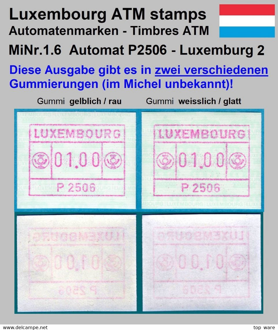 Luxemburg Luxembourg Timbres ATM P2506 Zwei Marken 1Fr. ** Je Mit Weisslichem + Gelblichem Gummi / Frama Automatenmarken - Automatenmarken