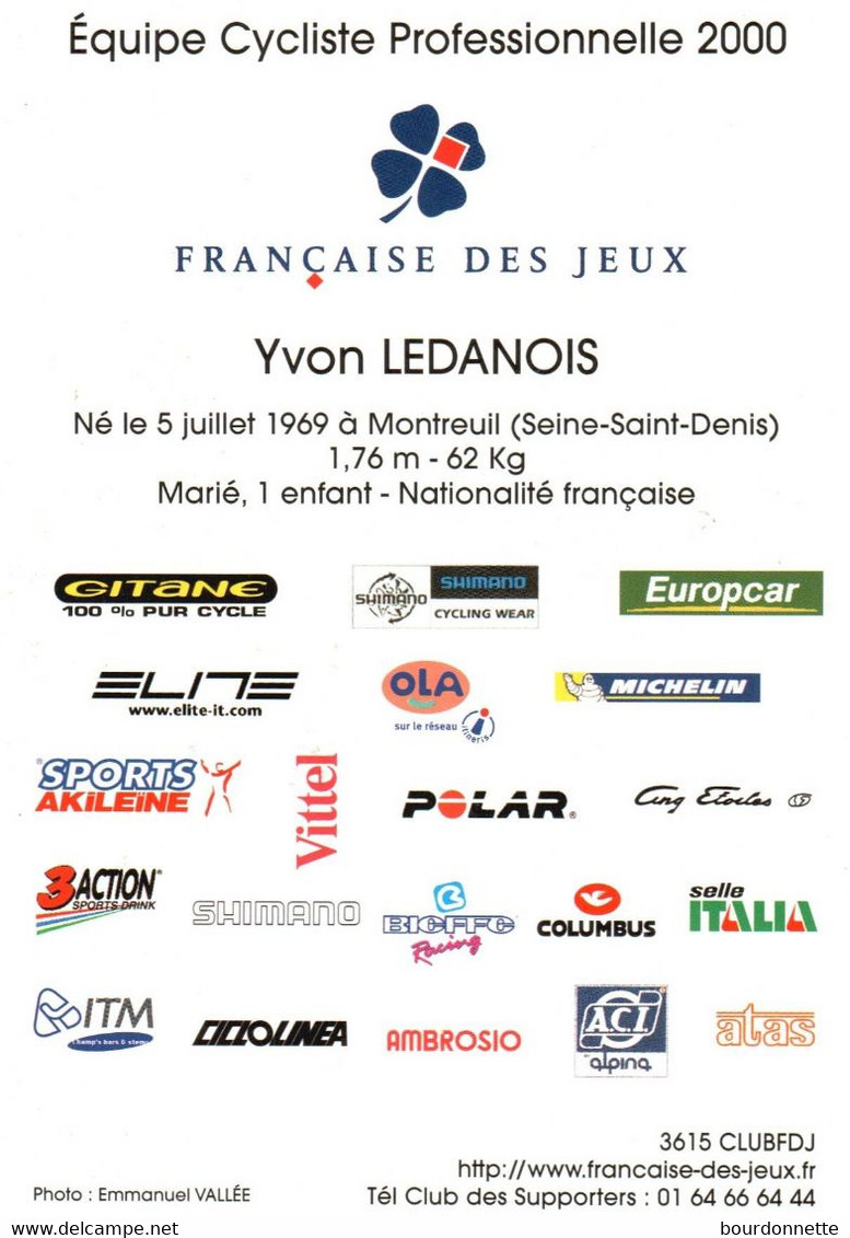 Photographie Vélo Cyclisme  - 10 X 15 CM-   YVON  LEDANOIS  2000 - Cyclisme