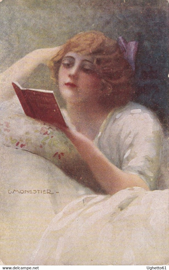 Monestier - Bella Cartolina Donna Che Legge Viaggiata 1920 - Monestier, C.