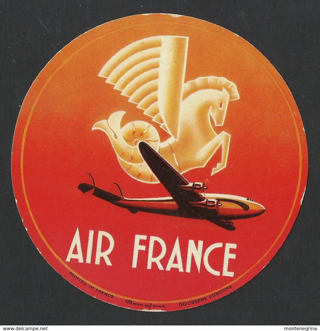 AIR FRANCE - Vintage Airline Luggage Label - D = 9,5 Cm  (see Sales Conditions) 05891 - Aufklebschilder Und Gepäckbeschriftung