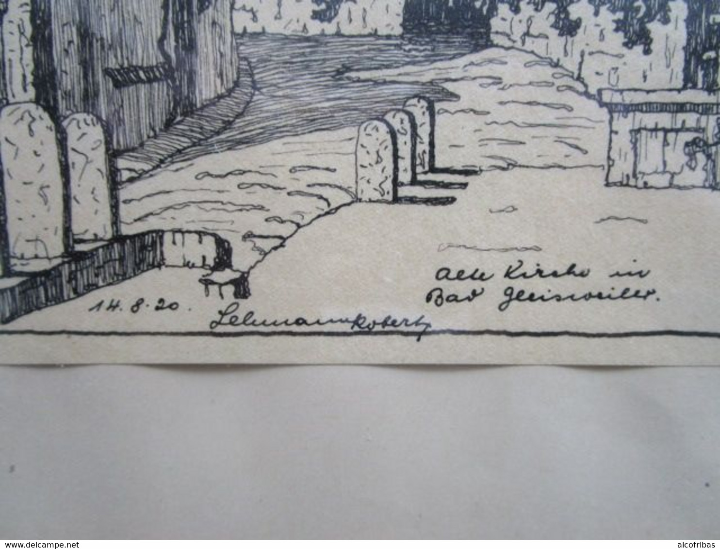 Allemagne Bad Gleisweiler Rhenanie Palatinat Dessin A La Plume église Maison Ancienne 1920 - Dessins