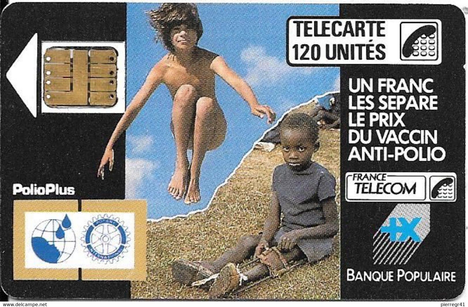 CARTE-PUBLIC-1988-F 28--SC3-120U-POLIO +-UTILISEE-V°N°Pe 103014-Utilisé-TB E-LUXE - 1988