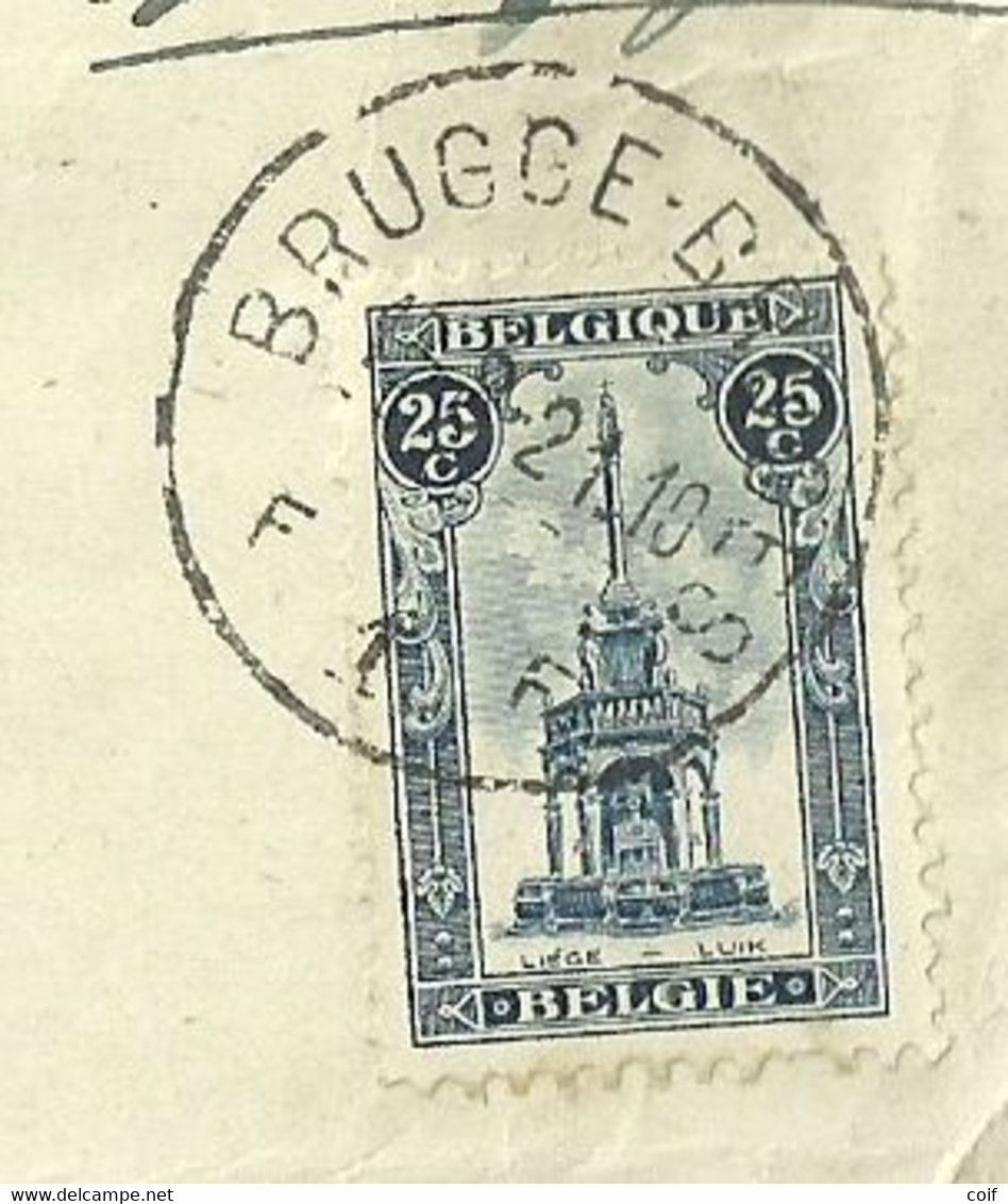 164 (Perron Liege) Op Rekening !!(Notaris / Stad Aanplakken West Ghistelhof / Brugge) Stempel BRUGGE 1F - Brieven En Documenten