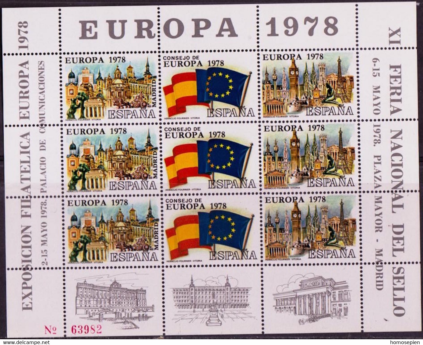 Espagne - Spain - Spanien Bloc Feuillet 1978 Y&T N°F(1) - Michel N°KB(?) *** - Exposition Europa 78 - Blocs & Hojas