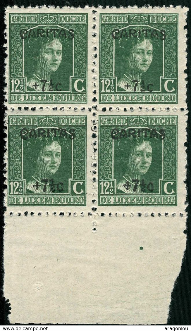 Luxembourg Luxemburg 1924 CARITAS Grande Duchesse Adelaïde Bloc 4x 12,5c. Neuf MNH** - 1921-27 Charlotte De Face