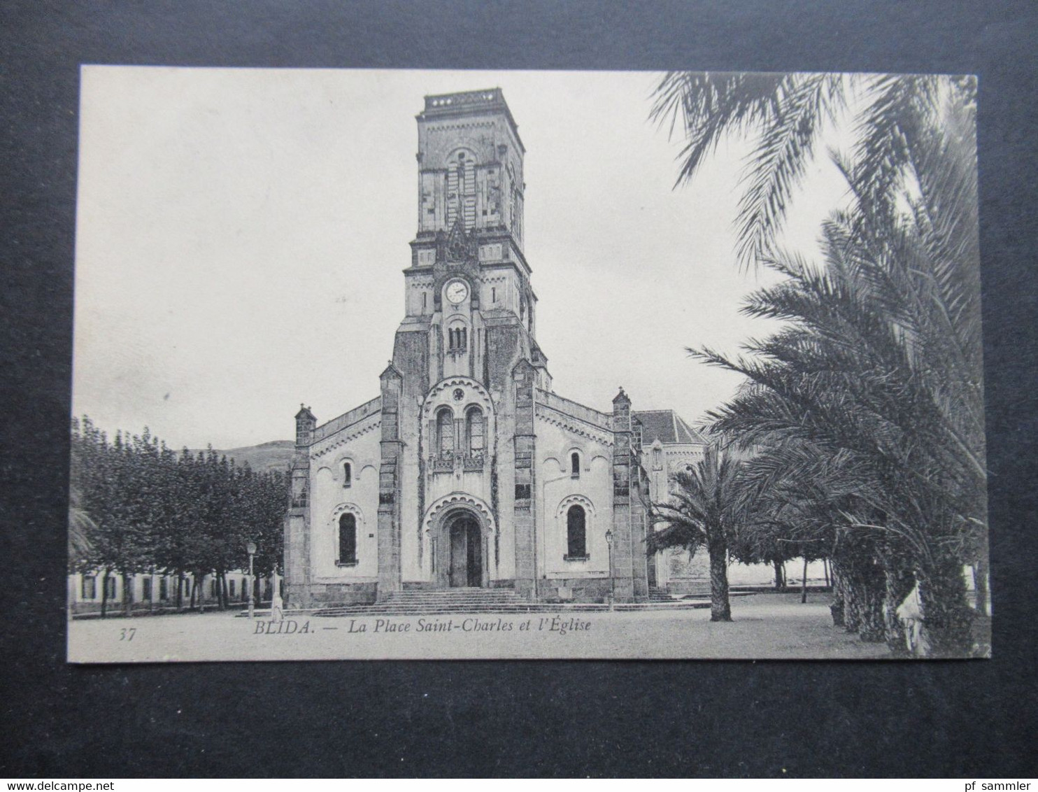 Frankreich Kolonie Algerien AK 1907 Blida La Place Saint Charles Et L'Eglise Bahnpost Stempel Affreville A Alger - Blida