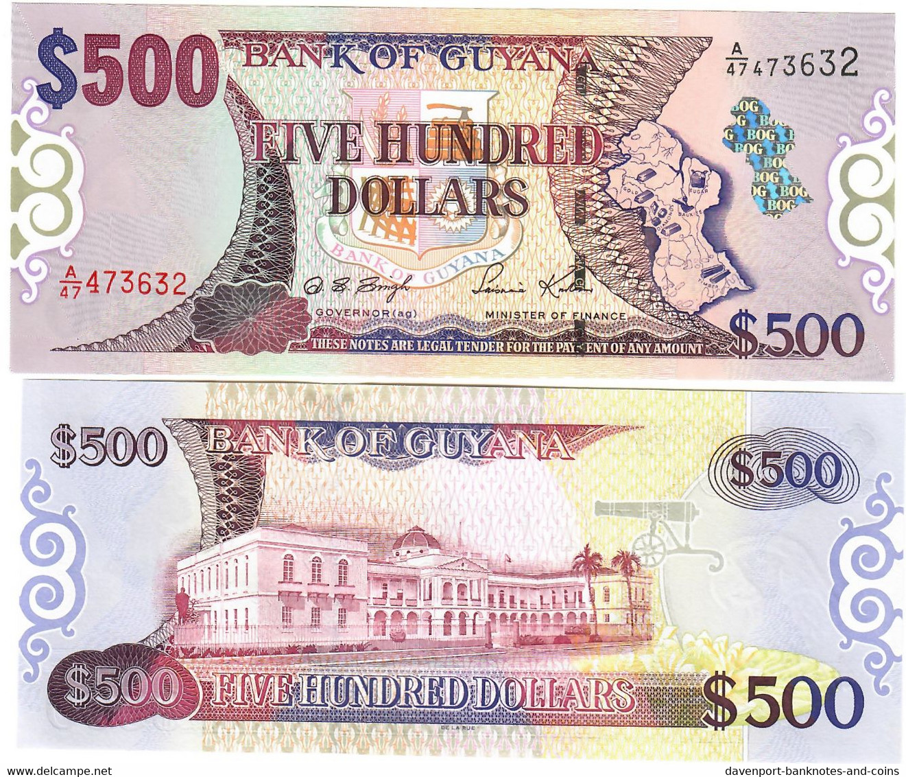 Guyana 500 Dollars 2000 UNC - Guyana