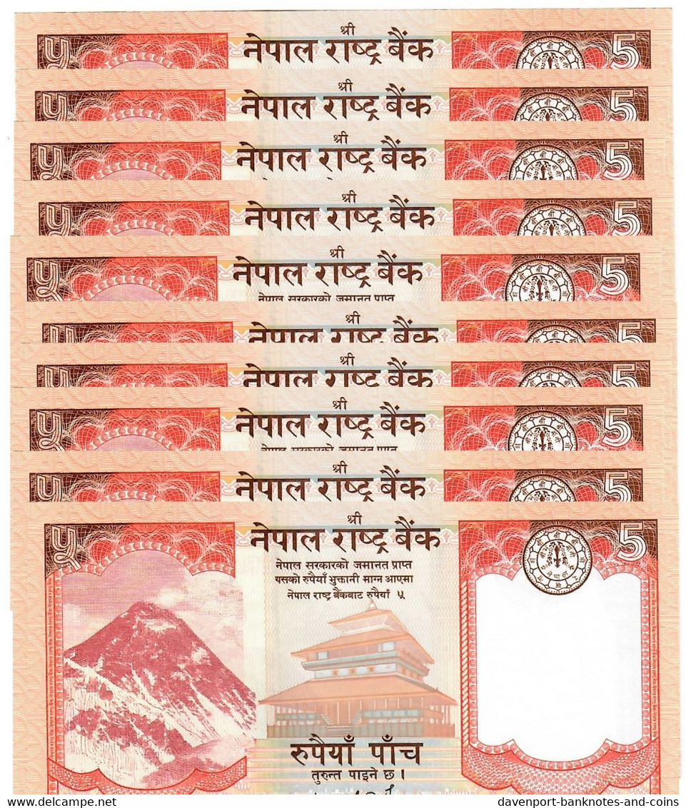 Nepal 10x 5 Rupees 2020 UNC - Népal