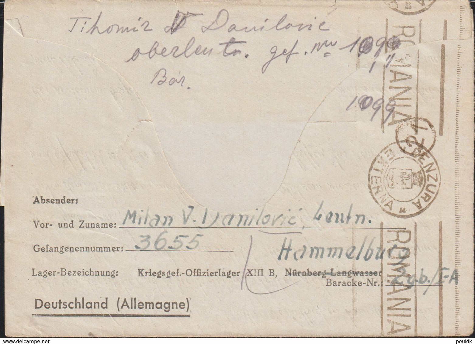 Prisoner Of War: Romanian POW Letter To Romania From POW Camp OFLAG XIII B In Hammlburg, Germany With Edited - Militaria