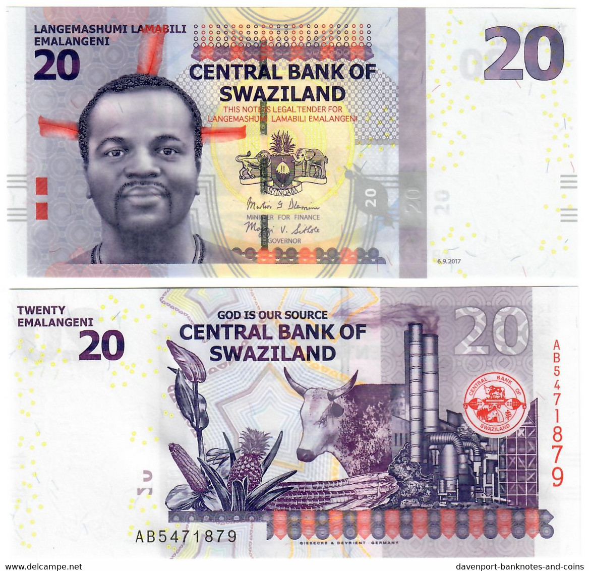 Swaziland (eSwatini) 20 Lilangeni 2017 UNC - Swaziland