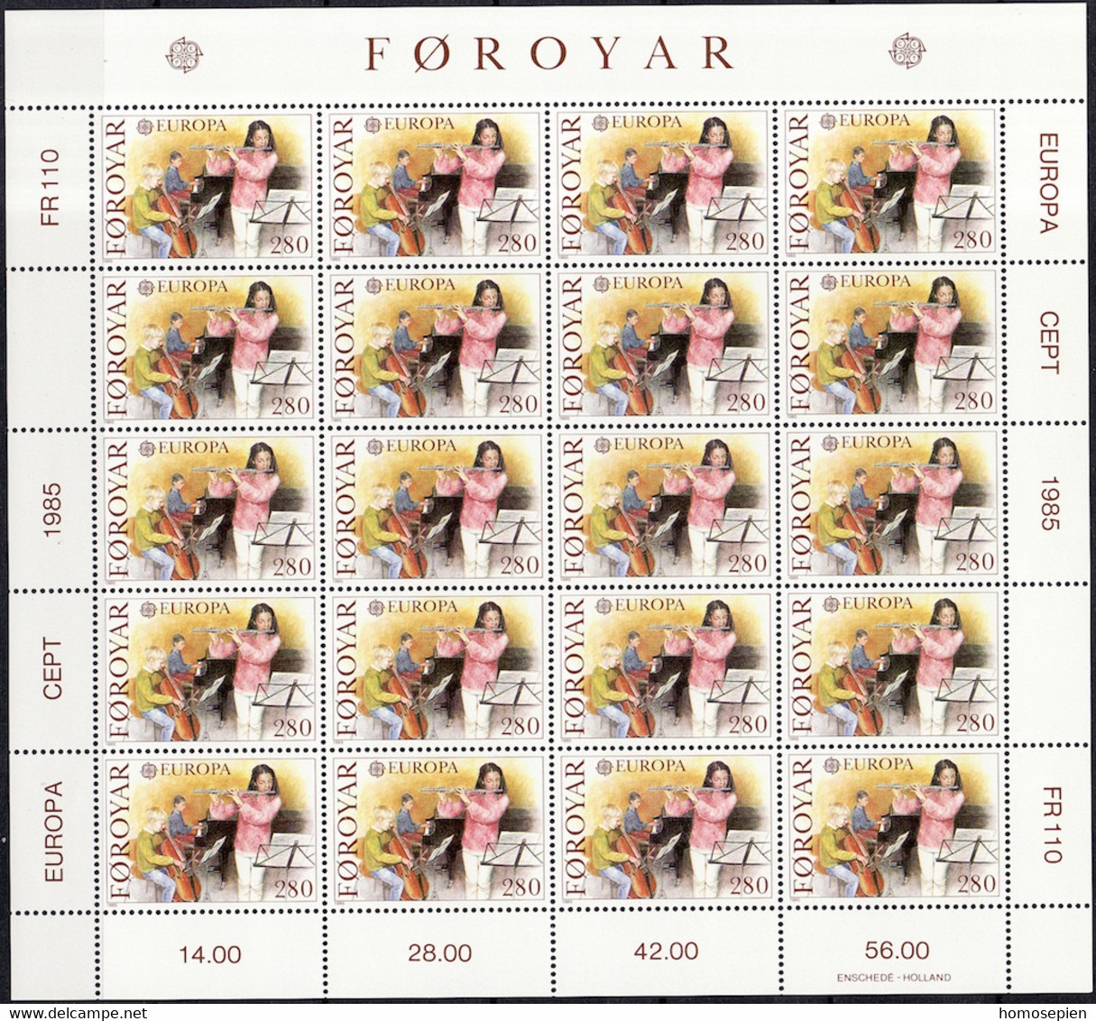 Féroé - Färöer - Faroe - Danemark Bloc Feuillet 1985 Y&T N°F110 à F111 - Michel N°KB116 à KB117 *** - EUROPA - Fogli Completi E Multipli