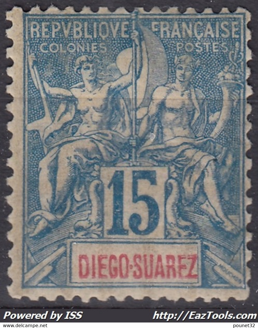 DIEGO SUAREZ : GROUPE 15c BLEU N° 43 NEUF * GOMME AVEC CHARNIERE - Neufs