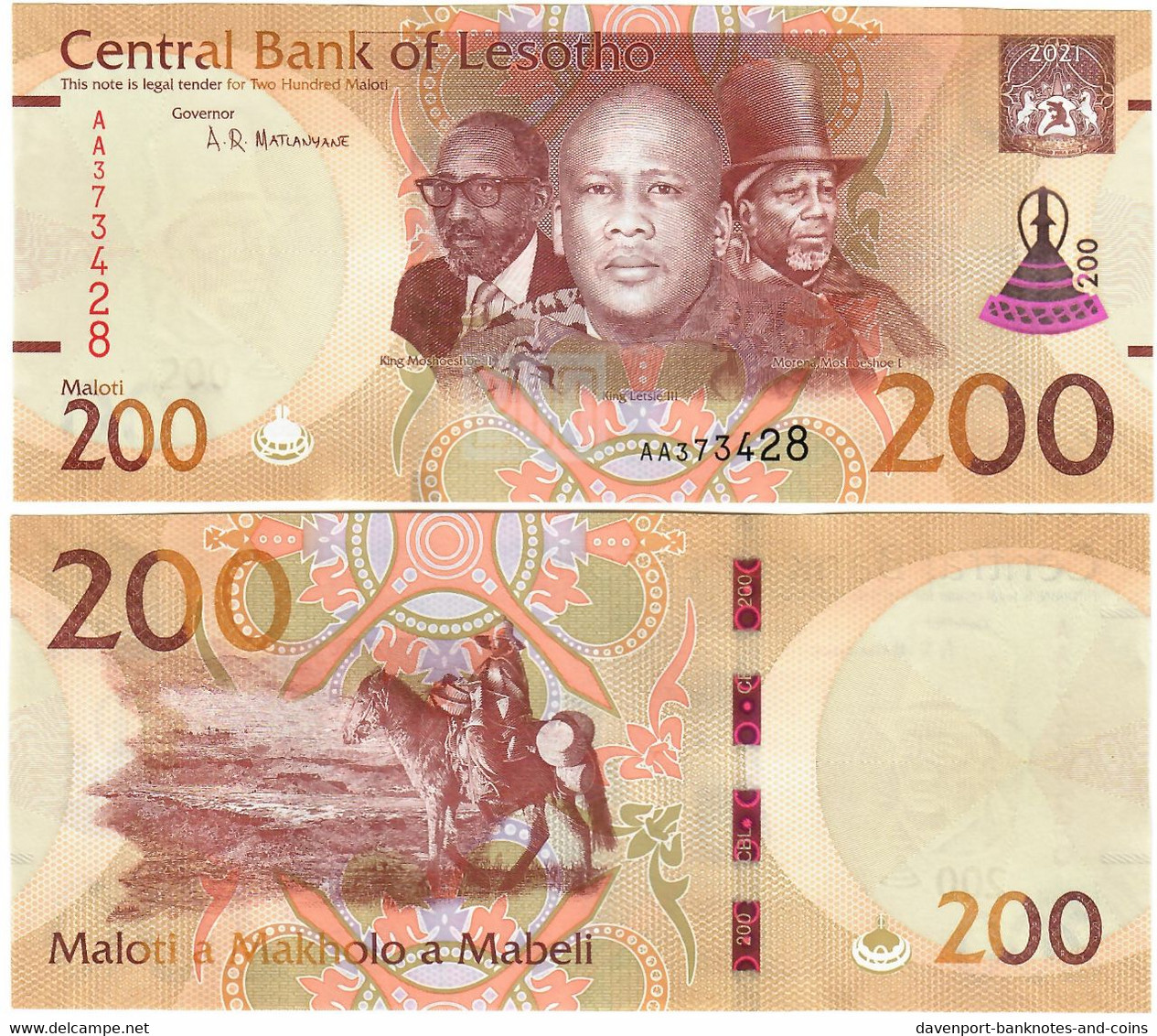 Lesotho 200 Maloti 2021 UNC - Lesoto