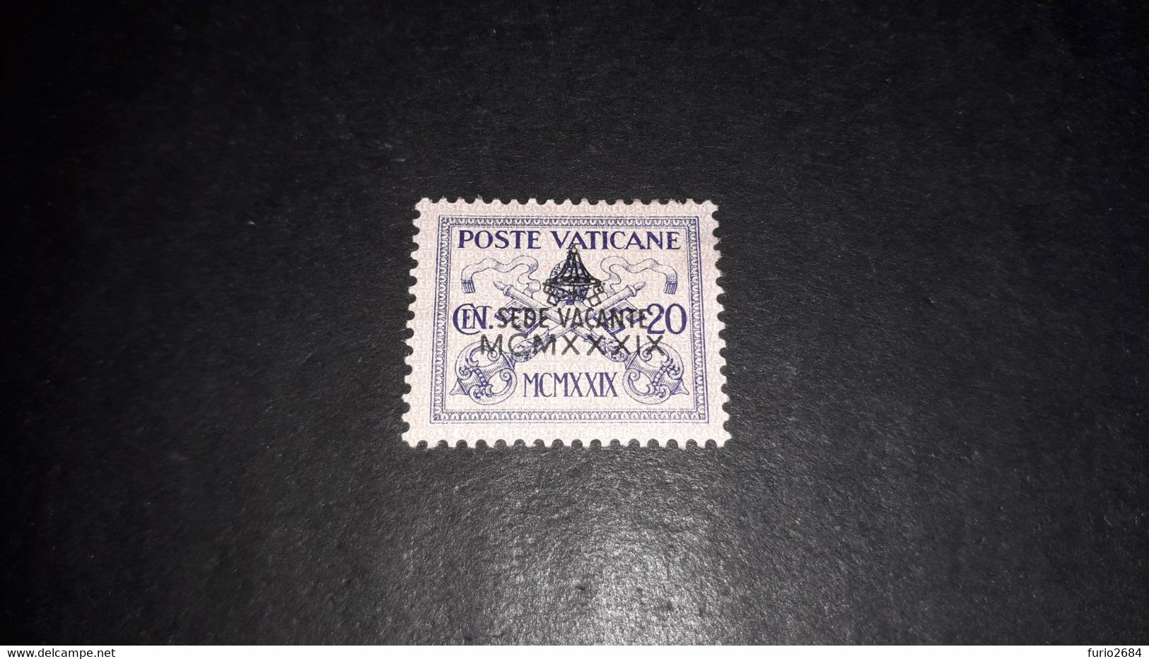 04AL14 CITTA' DEL VATICANO 1939 SEDE VACANTE FRANCOBOLLI DEL 1929 SOPRASTAMPATI CENT. 20 "X" - Nuevos