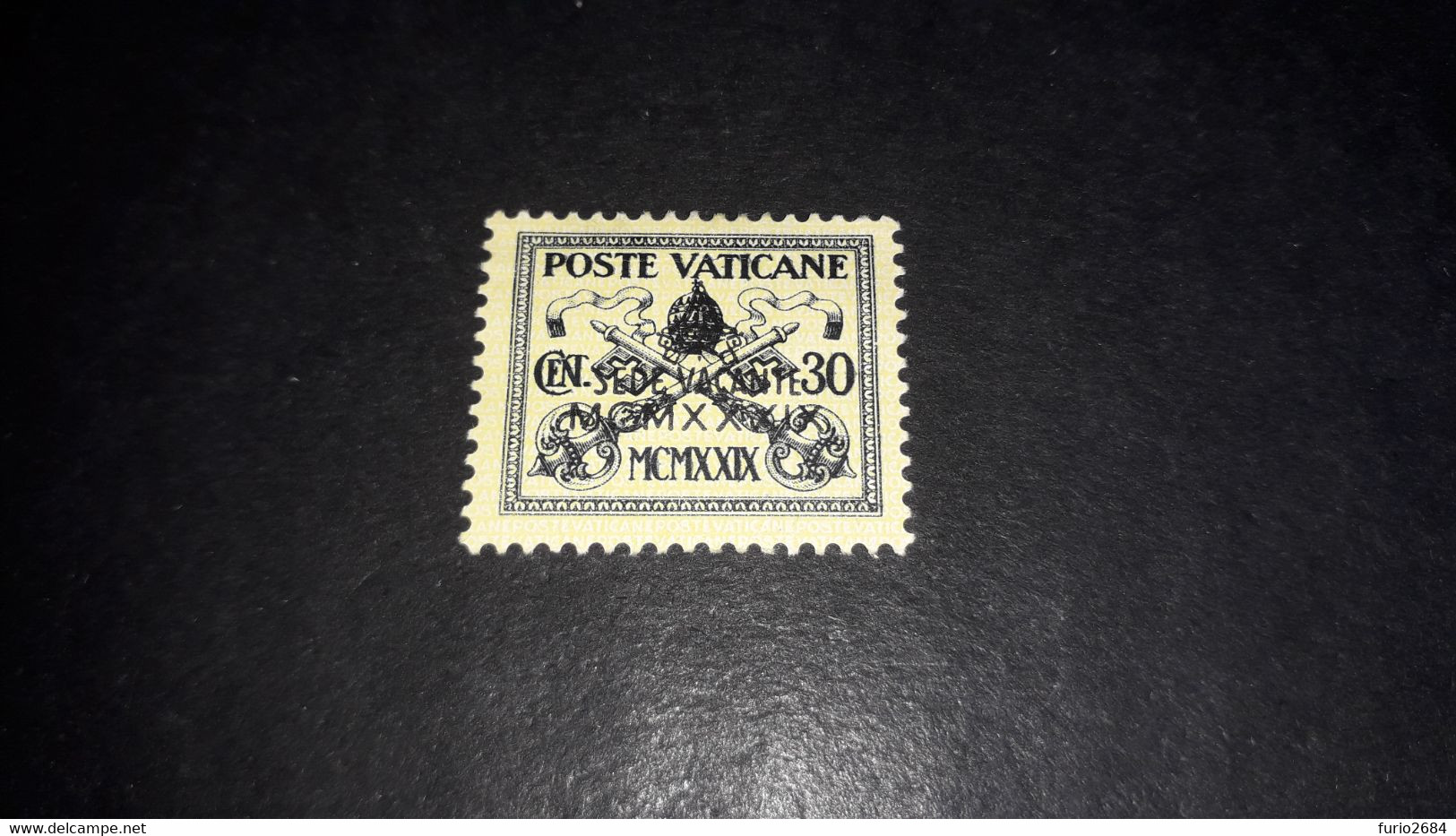 04AL14 CITTA' DEL VATICANO 1939 SEDE VACANTE FRANCOBOLLI DEL 1929 SOPRASTAMPATI CENT. 30 "X" - Unused Stamps