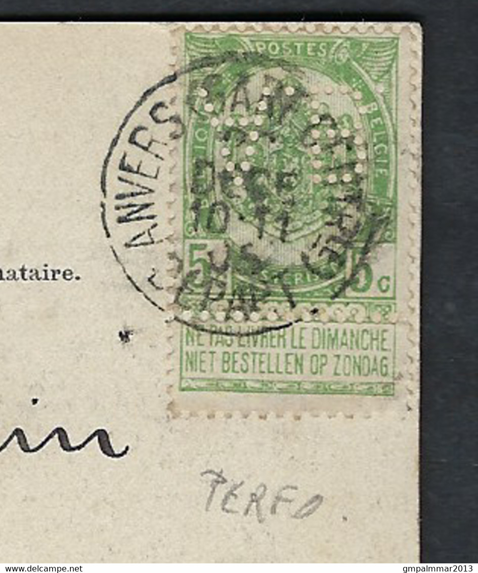 PERFIN / PERFO / LOCHUNG " A.B. " RIJKSWAPEN Met Stempel ANVERS (GARE CENTRALE) ; Details + Staat Zie 3 Scans  ! LOT 350 - 1863-09