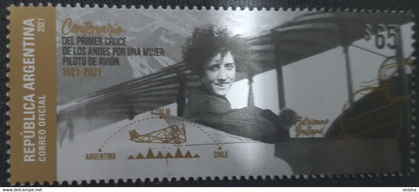 Argentina / 2021 / First Flight Over Andes From Argentina To Chile - Unused Stamps