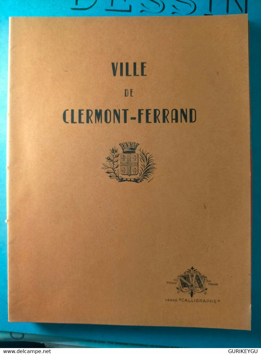 Rare Ancien Livre  Cahier D'Ecole Ville De  CLERMONT FERRAND Orange  100% Vierge à Carreaux Vergé CALLIGRAPHE - 0-6 Años