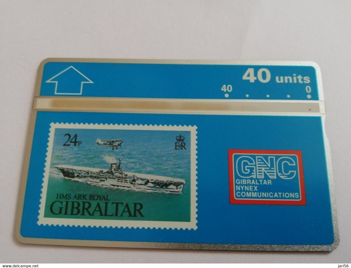 GIBRALTAR  LANDYS & GYR  40 UNITS MINT HMS ARK ROYAL /STAMP ON CARD   **9411 ** - Gibilterra