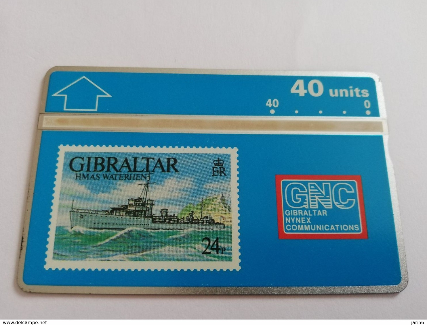 GIBRALTAR  LANDYS & GYR  40 UNITS MINT HMS WATERHEN /STAMP ON CARD   **9412 ** - Gibilterra