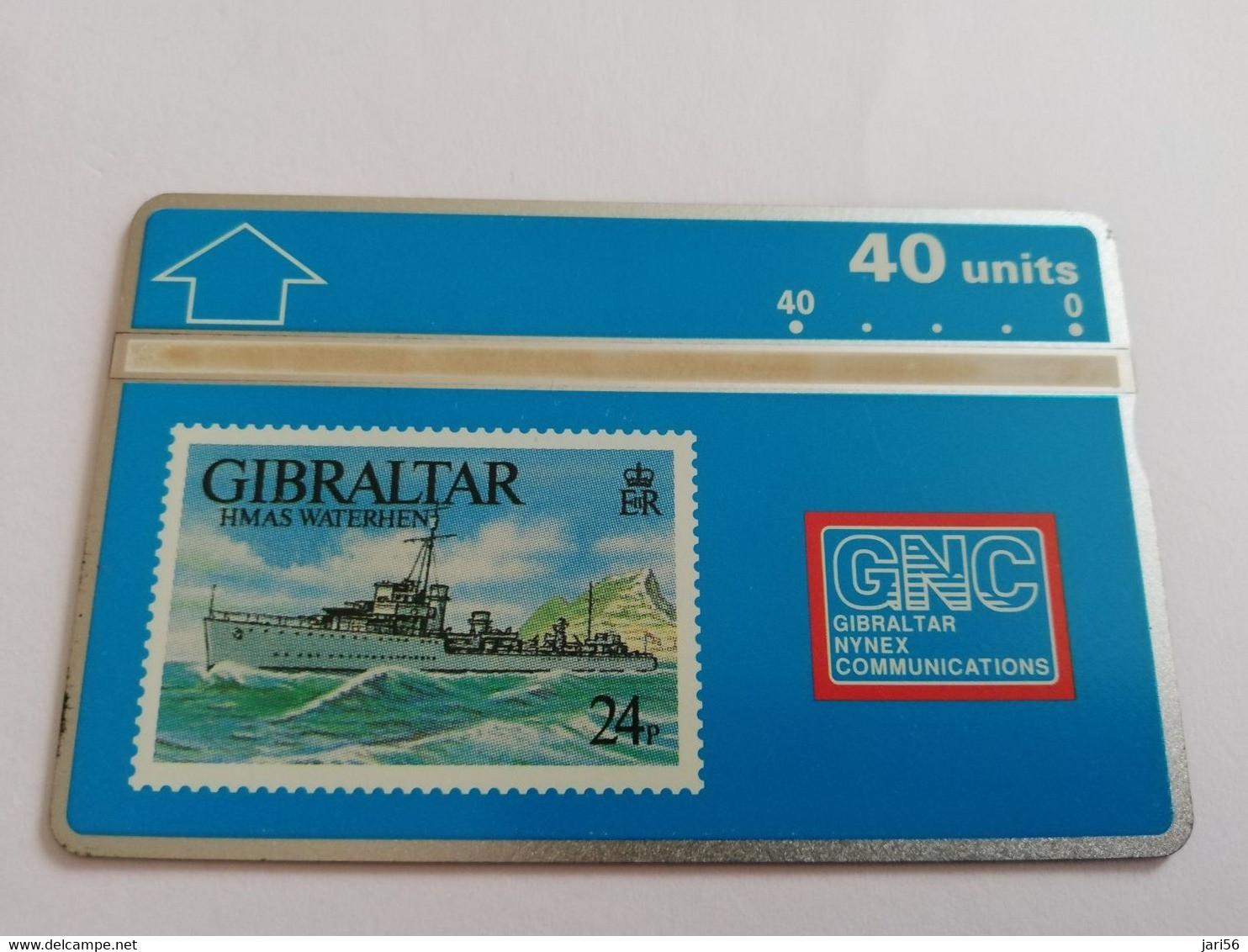 GIBRALTAR  LANDYS & GYR  40 UNITS MINT HMS WATERHEN /STAMP ON CARD   **9412 ** - Gibraltar