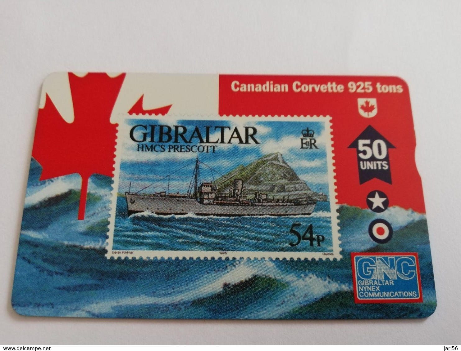 GIBRALTAR  LANDYS & GYR  50 UNITS   CANADIAN CORVETTE/HMS PRESCOTT     **9417** - Gibraltar