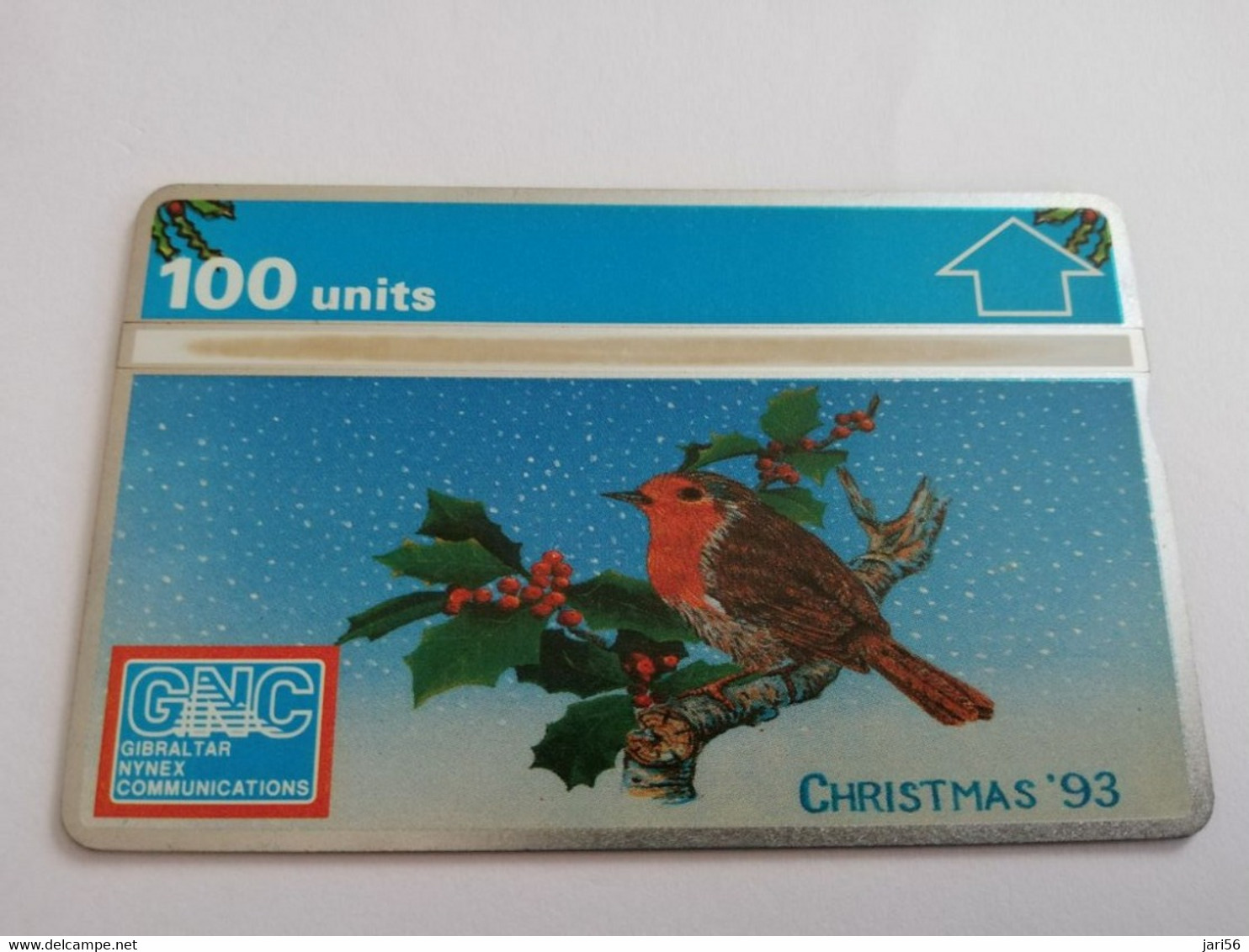 GIBRALTAR  LANDYS & GYR  100 UNITS    RED BREASTED / BIRD /CHRISTMAS 93  **9424** - Gibilterra