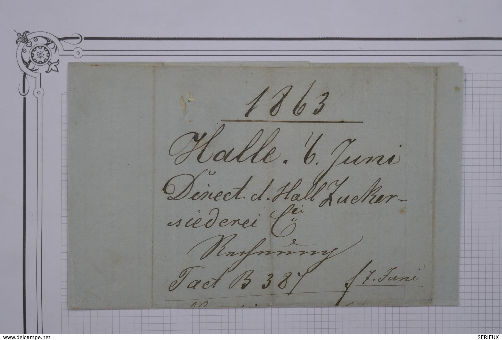 AT12 PRUSSE BELLE LETTRE  1863 HALLE POUR WURZBURG  +BANDE DE 3  T.P +PAS COURANT+AFFRANCH. PLAISANT - Covers & Documents