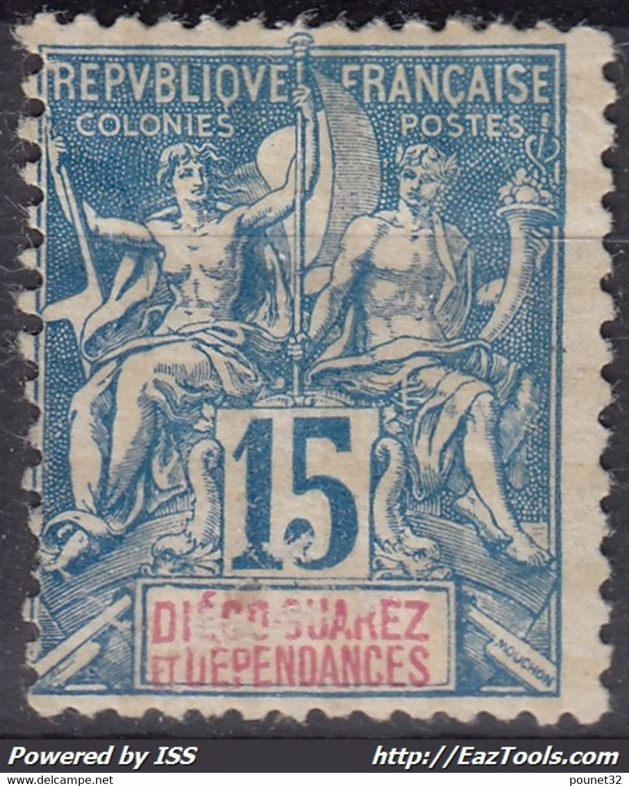 DIEGO SUAREZ : TYPE GROUPE 15c BLEU N° 30 NEUF * GOMME AVEC CHARNIERE - A VOIR - Unused Stamps