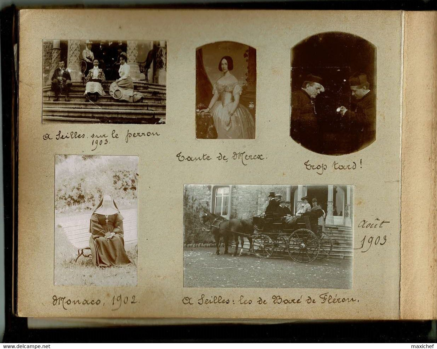 Album photo Famille Luxembourg "Villégiatures et Loisirs" de 1898 à 1904 - dans son jus, reliure abimée, tout est scanné