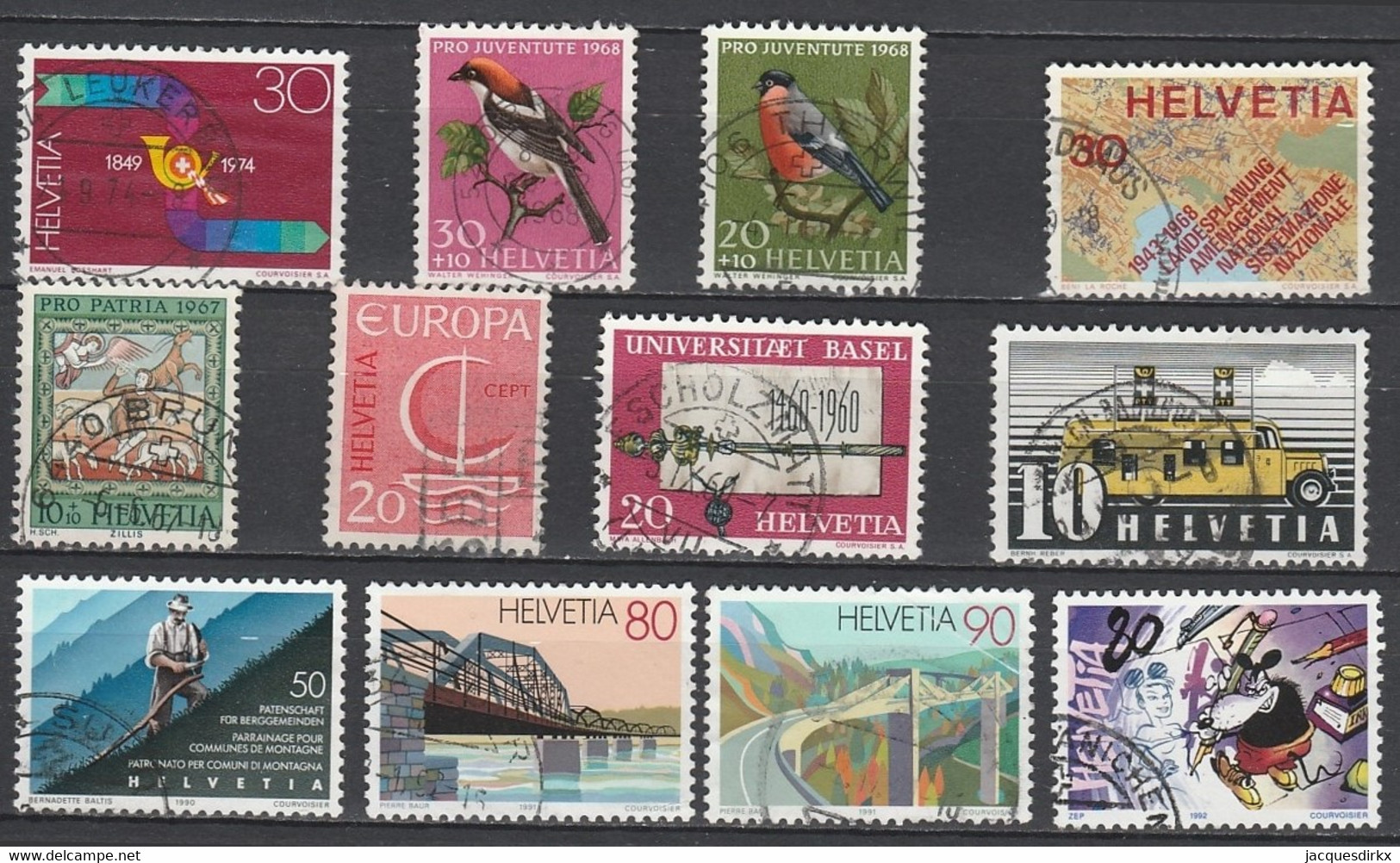 Suiisse  .   Y&T   .  12  Timbres   .     O   .     Oblitéré    .   /   .   Gestempelt - Used Stamps