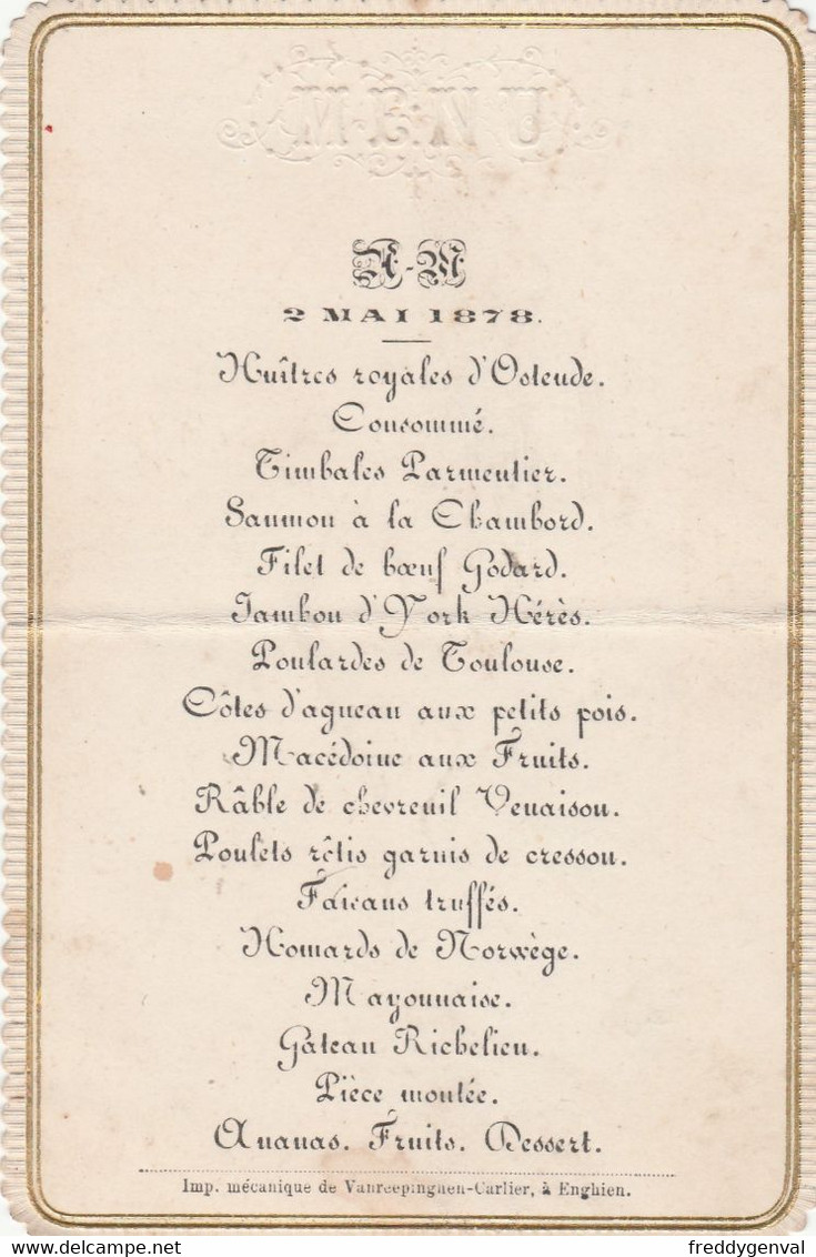 MENU NESTOR COUPEZ - Menükarten