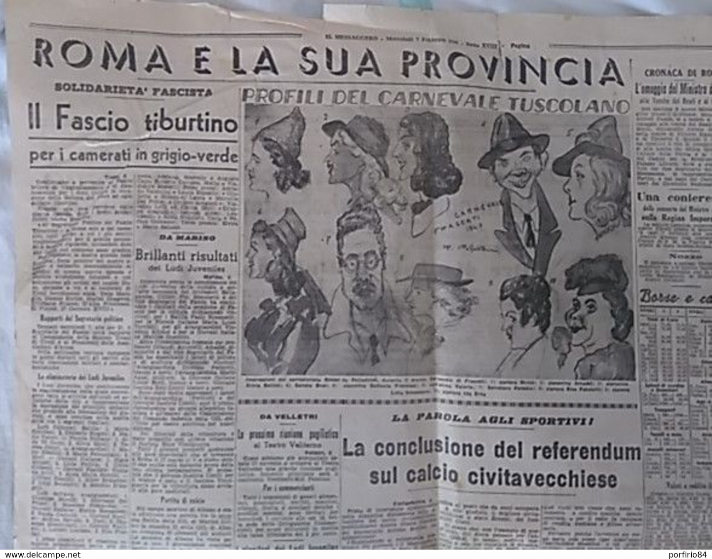 RARO GIORNALE IL MESSAGGERO 7/2/1940 - ARTICOLO REFERENDUM CALCIO CIVITAVECCHIA - War 1939-45