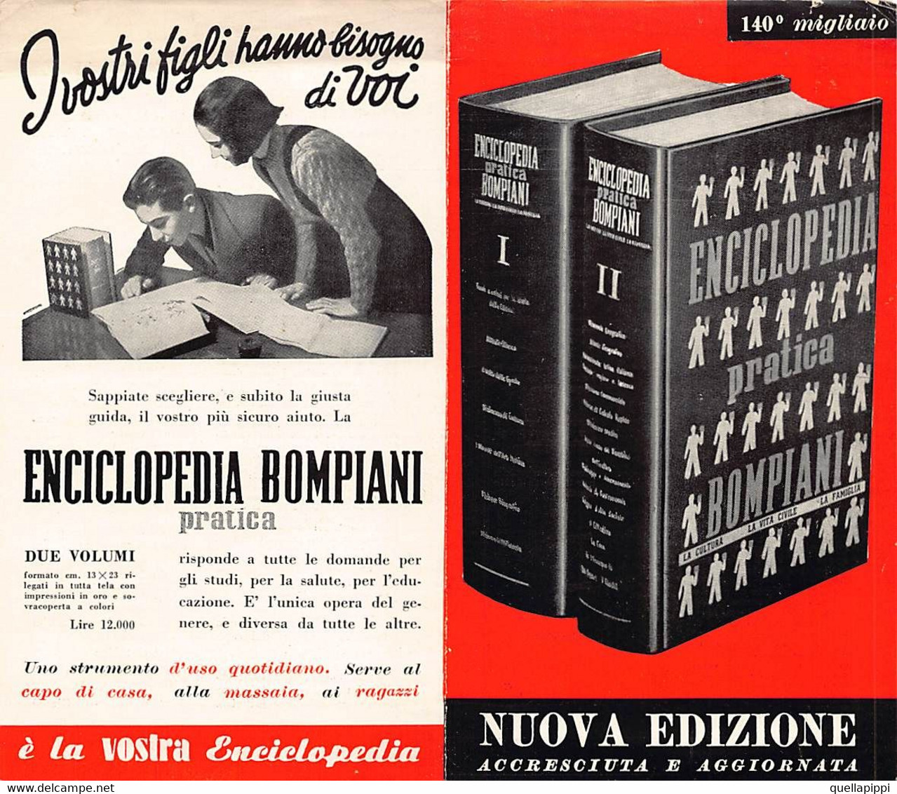 013930 "ENCICLOPEDIA PRATICA BOMPIANI - NUOVA EDIZIONE ACCRESCIUTA ED AGGIORNATA" PUBBL.  II QUARTO XX SECOLO - Pubblicitari