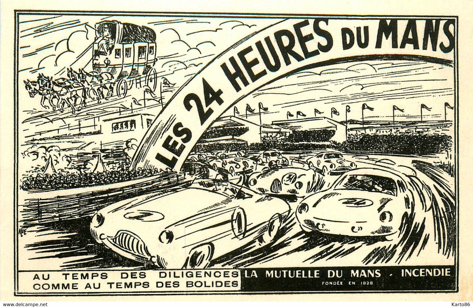 24H Du Mans * CPA Illustrateur * Circuit Automobiles * Course Voitures Pilotes Automobile 24 Heures - Le Mans