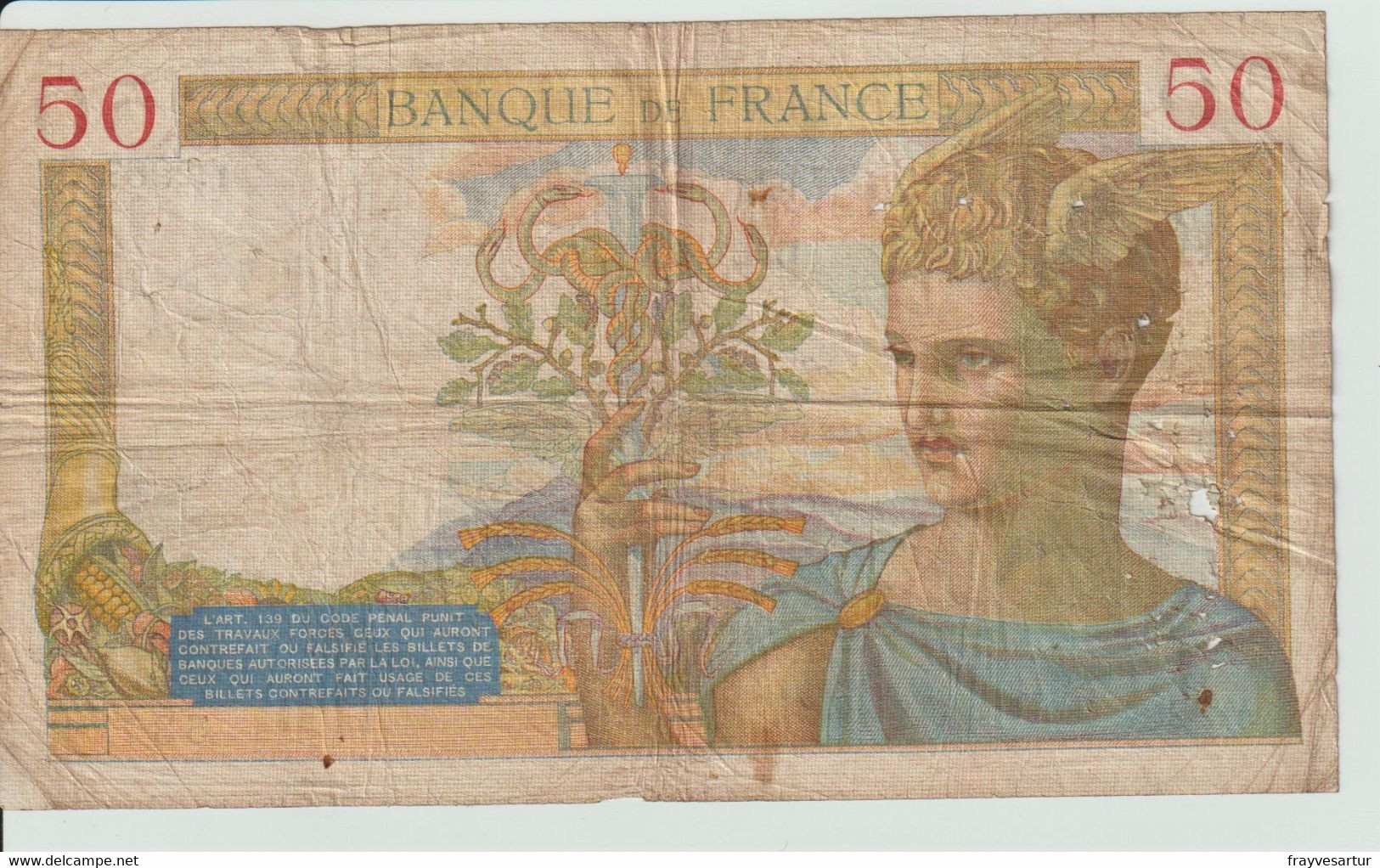 Billet 50 Francs 1935, Cérès, Banque De France - 50 F 1934-1940 ''Cérès''