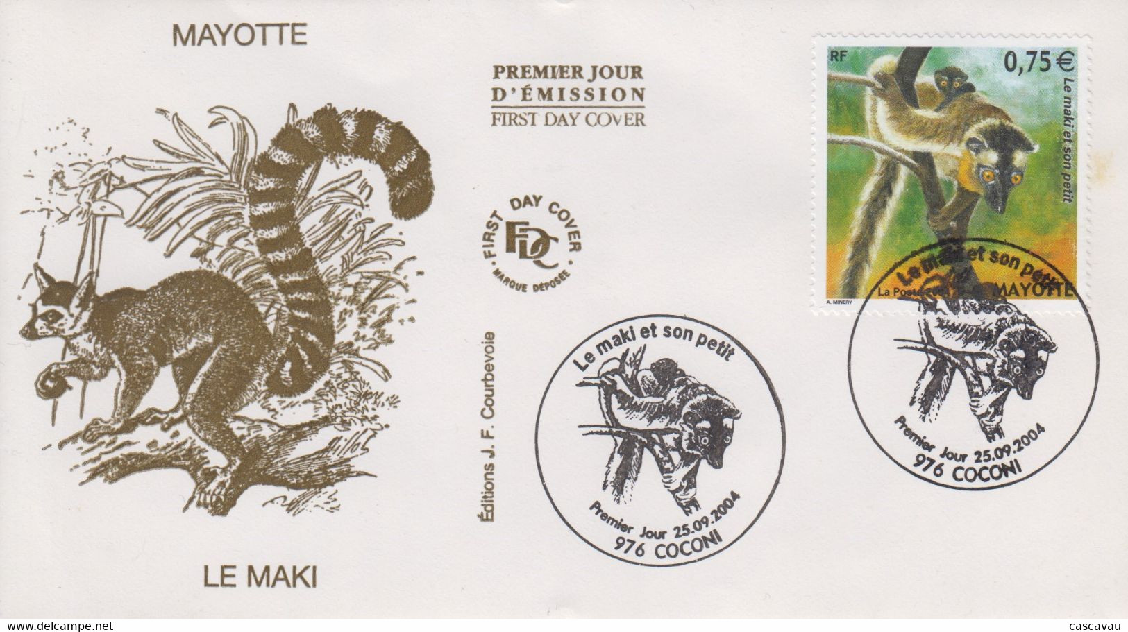 Enveloppe  FDC  1er  Jour    MAYOTTE   Le  Maki    COCONI   2004 - Autres & Non Classés